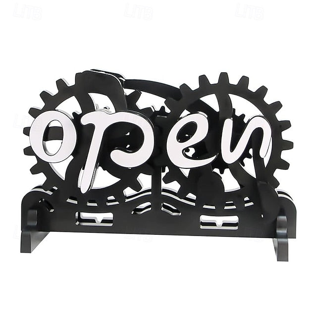 Open Closed Business Sign, Suction Cup Open Close Business Sign Ultra Manual Mechanical Gear Conversion, Double Sided Open Sign, Hotels, Cafes Open Closed Sign Board (Plastic Material)