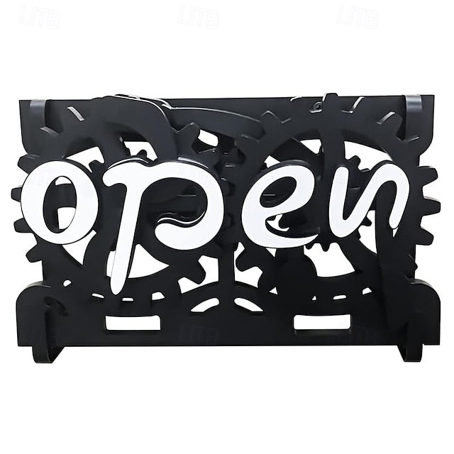 Open Closed Business Sign, Suction Cup Open Close Business Sign Ultra Manual Mechanical Gear Conversion, Double Sided Open Sign, Hotels, Cafes Open Closed Sign Board (Plastic Material)